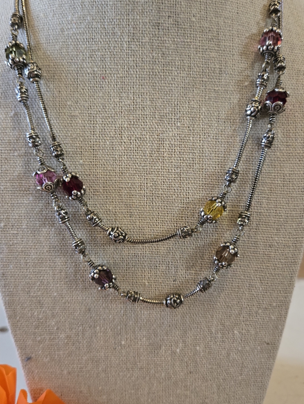 Brighton "Glass Mountain" Double Strand Necklace Silver Tone Vintage Retired - Picture 13 of 13